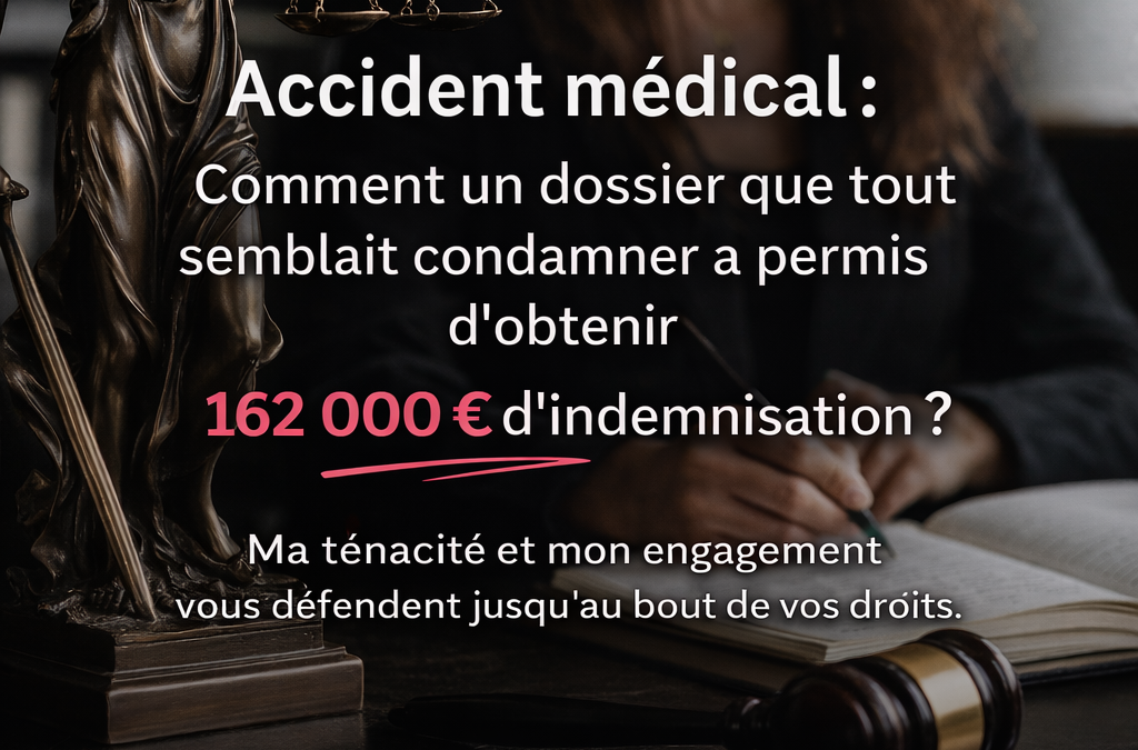 Accident médical et indemnisation : comment un dossier que tout semblait condamner a abouti à 162 000 € d’indemnisation
